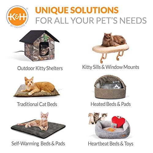 K&H Pet Products Kitty Sill Heated Cat Window Perch for Large Cats, Orthopedic Window Hammock Bed Holds 40LBS, Washable Cover, Kitty Windowsill Bed Seat for Indoors - Cream Fleece, Heated, 14 X 24in 10