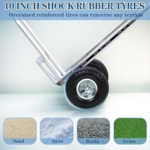 TEUWXLO Aluminum Alloy Hand Truck with U-Shaped Handle, 2 Rubber Wheels, 600 lb Capacity, Ext endable Base Plate - Suitable for Warehouse, Office, Home & Multiple Usage Scenarios 5