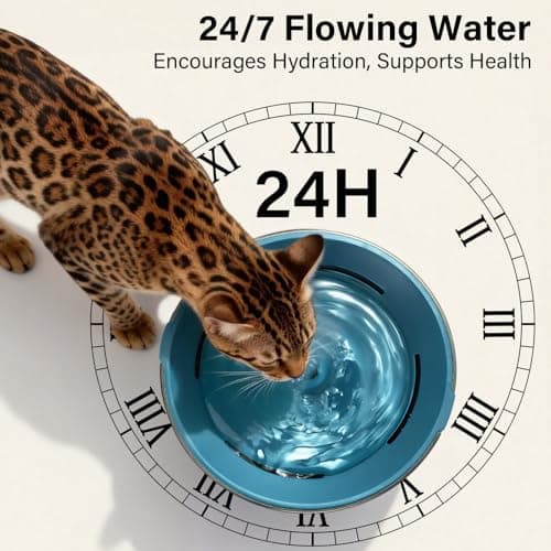 DEEIPET Cat Water Fountain, 74oz/2.2L Ultra Quiet Automatic Water Dispenser for Cats Dogs with Colorful LED Indicator, Water Bowl for Pets with Filter 5