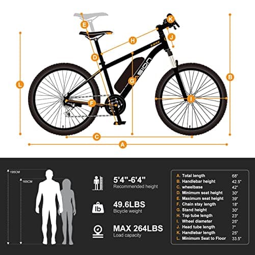 Jasion EB5 Electric Bike for Adults with Peak 1000W Brushless Motor, 40Miles 20MPH Commuting Electric Mountain Bike with 360Wh Removable Battery, 7-Speed, 26" Tires and Front Fork Suspension 7