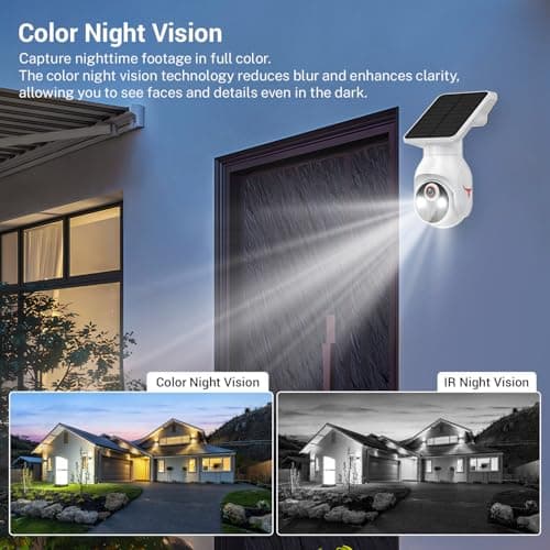 1080p Security Camera Wireless with Solar Panel, AI Human Detection, 2-Way Audio, Color Night Vision, 2.4G WiFi Only, Cloud Storage (Sold Separately), Indoor/Outdoor Surveillance Bullet Cam (WiFi) 5