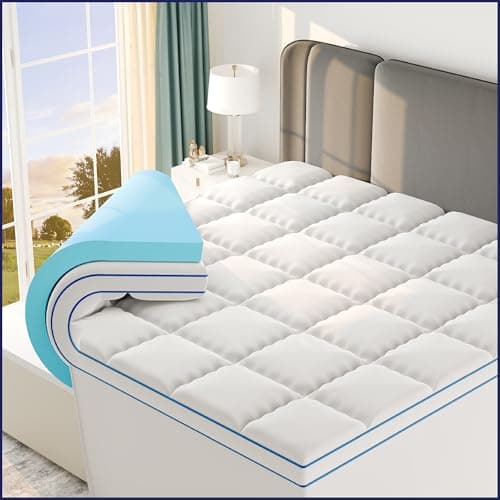 Sleep Lab 4 Inch Memory Foam Mattress Topper - King Size - Cooling Gel Memory Foam, Medium Support + Pillow Top