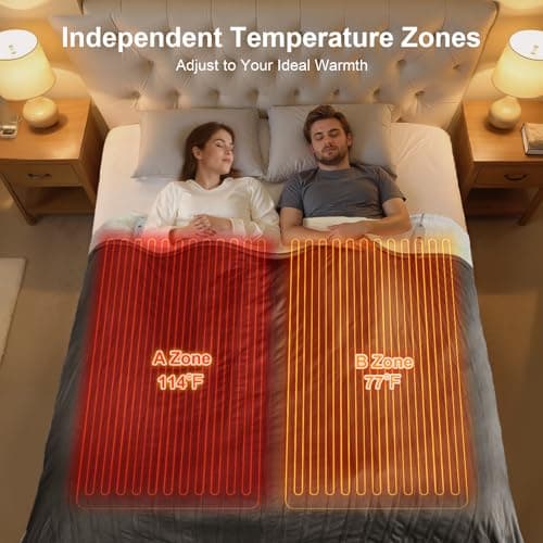 FVERWAG Heated Blanket Queen Size - 84" x 90" Electric Blanket with 5 Heat Settings, Double Zone Heating, 10 Hrs Auto Off, Overheat Protection, Washable Heating Blanket, Gifts for Grandma, Grey 2