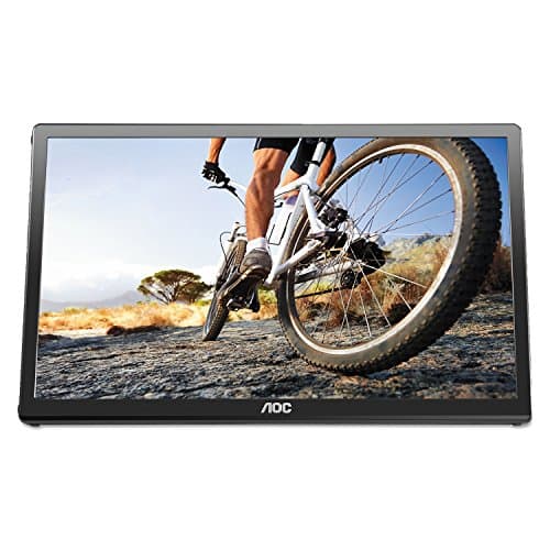 AOC e1659Fwu 15.6-Inch Ultra Slim 1366x768 Res 200 cd/m2 Brightness USB 3.0-Powered Portable LED Monitor w/ Case Black