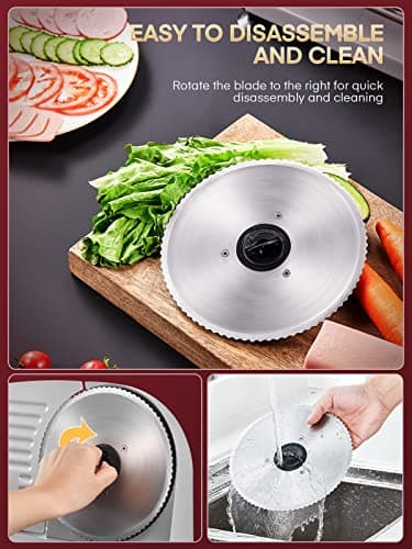 FOHERE 200W Meat Slicer Machine for Home, Electric Food Slicer with Two 7.5" Sharp Stainless Steel Blade(Serrated + Smooth) 0-15mm Precise Thickness Deli Meat Slicer for Bread Fruit Vegetable(Silver) 7