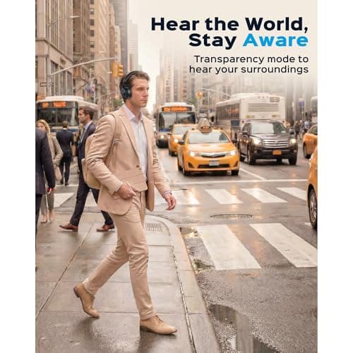 TREBLAB Z7-Pro Hybrid Active ANC Over-Ear Bluetooth Headphones for Work, Travel and Focus, All-Day Comfort, 38H Playtime, Foldable Wireless Headphones Noise Cancelling with Carrying Case 10