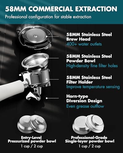 Hanrose Espresso Machine With Grinder, 20 Bar Espresso Machine with Milk Frother Steam Wand, Espresso Machines for Home, Expresso Coffee Machines Professional, Cappuccino Latte Machine 7