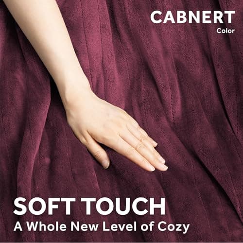 Sunbeam Electric Throw Royal Mink Sherpa Heated Blanket, 4 Heat Settings, 4-Hour Auto Shut-Off, Fast Heating, Luxurious and Ultra Comfy, Cabernet Color, 50" x 60" 8