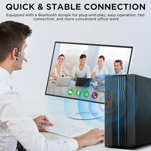 TERUNSOUl Bluetooth Headset V5.3, Wireless Bluetooth Earpiece with 600mAh Charging Case, 110H Playtime, Hands Free Headset for Cell Phone and Computer with Built-in Microphone for Work Trucker Office 5