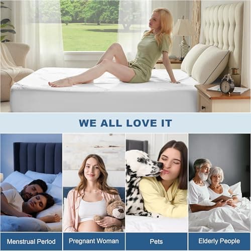 BEDLORE Twin XL Size Waterproof Mattress Protector Viscose Derived from Bamboo, Soft Mattress Cover Fitted with Deep Pocket 6"-15", Breathable Noiseless Mattress Pad, Machine Washable(White) 7