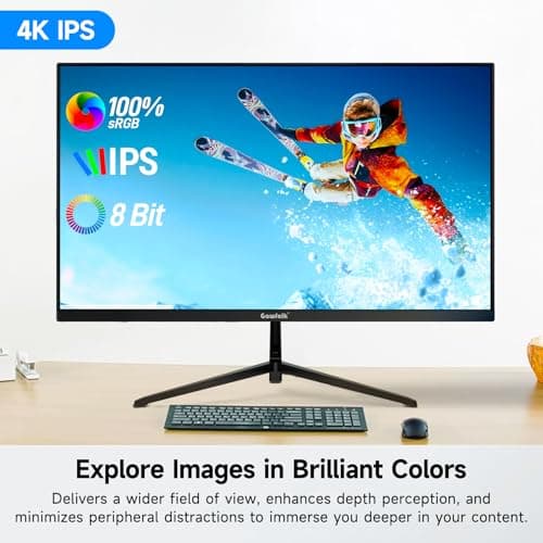 Gawfolk 27 Inch 4K Monitor IPS 60Hz, UHD 3840 x 2160p PC Monitors, Computer Dispaly for Home & Office, Support HDMI & DP, Wall Mount Compatible 2