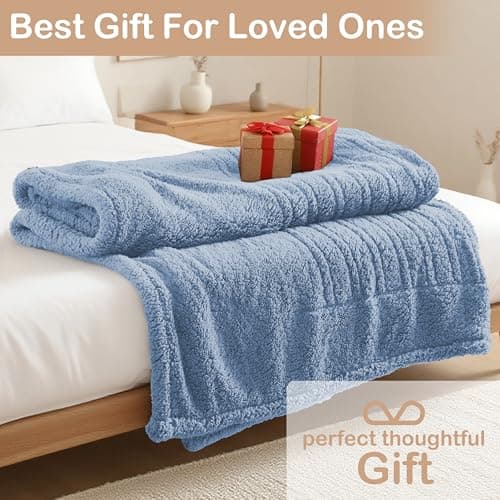 Eydna Electric Heated Blanket Full Size 72"×84" with 9 Heating Levels & 1-10Hs Auto Off，Double Sided Plush Sherpa, Energy Efficient, Machine Washable, for Couch & Bed, Light Blue 8