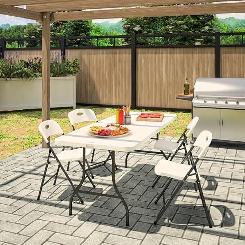 COSCO Solid Resin Folding Chair, 4-Pack, White 8