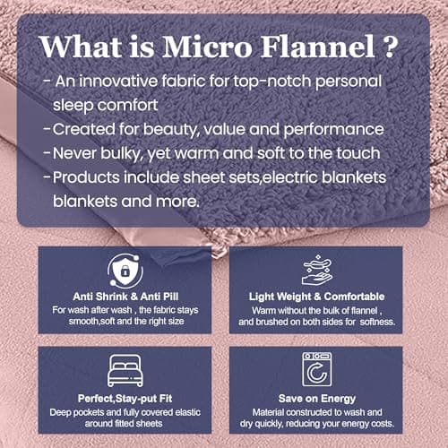 Thermee Micro Flannel Heated Blanket with Sherpa back, 10-Setting Electric Blanket Full Size, Programmable Heating Blanket, Ultra-Soft Heated Throw Blanket, Fast Heating Thermal Blanket - Blush 6