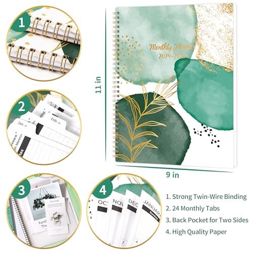 2024-2026 Monthly Planner - 24-Month Planner with Ample Blocks and 24 Monthly Tabs. Flexible Cover, Perfect Organizer 5