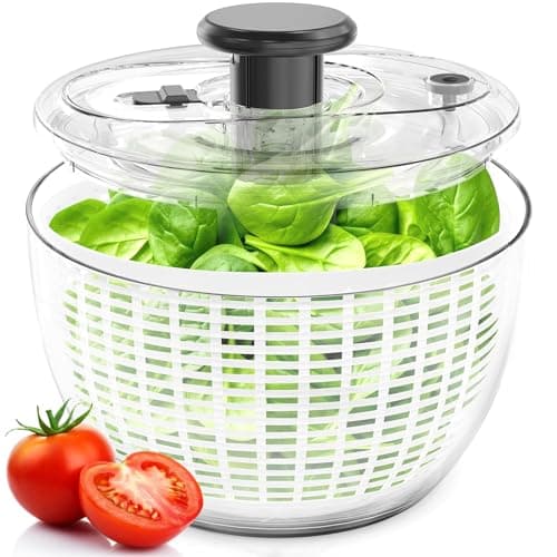 Fullstar Large Salad Spinner – Lettuce, Fruit & Vegetable Washer and Dryer – 6.3 Quart, White