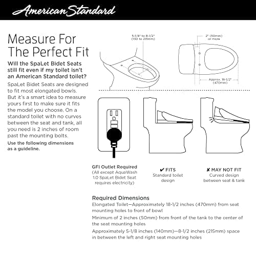 American Standard 8013A80GPC-020 Advanced Clean AC 1.0 Spa let Bidet Seat With Side Panel Operation 14