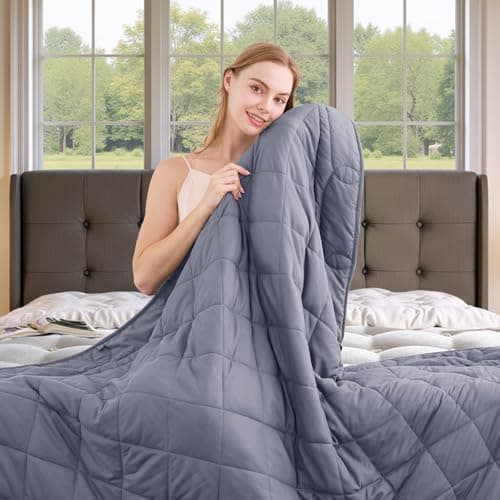 OMYSTYLE Weighted Blanket for Adults (25lbs, 88''x104'') - King Size Heavy Throw Blanket, Breathable and Cooling Microfiber Material with Premium Glass Bead for All Season Use, Machine Washable, Grey