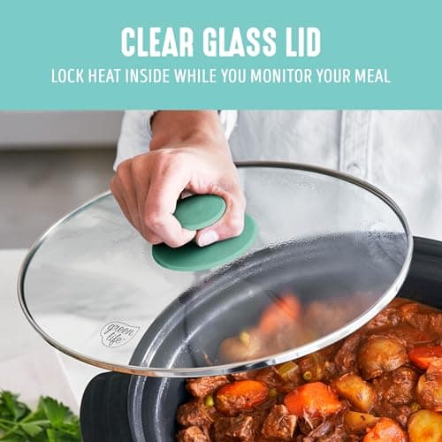 GreenLife 6QT Ceramic Slow Cooker, PFAS-Free, Programmable, Removable Healthy Nonstick Pot for Family Meals, Sear on Stovetop, Keep Warm, Digital Timer, Dishwasher Safe Crock, Turquoise 9