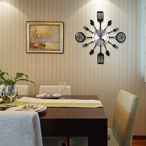 CIGERA 16 Inch Cutlery Kitchen Wall Clocks with Fork and Spoon Dial, Silent Clock Movement and Battery Operated, Great Wall Decor and Housewarming Gifts 6