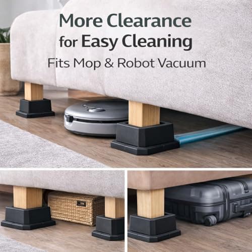 BTSD-home Furniture Risers 2 Inch Bed Risers Heavy Duty Adjustable Dorm Bed Lifts Risers Table Desk Chair Leg Extenders 4 Pack Black 5