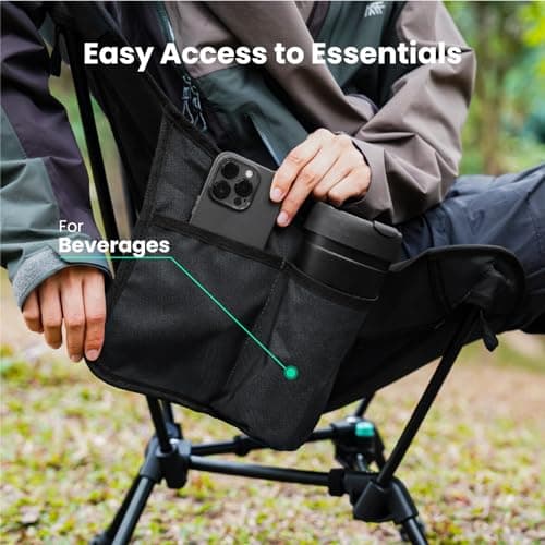 MISSION MOUNTAIN UltraPort 1-Lock Compact Camping Chair, Lightweight Camp Chair, Backpacking Portable Chair for Camping, Hiking, Anti-Sinking, One-Click Setup, U-Shaped Arc Design - Black 8