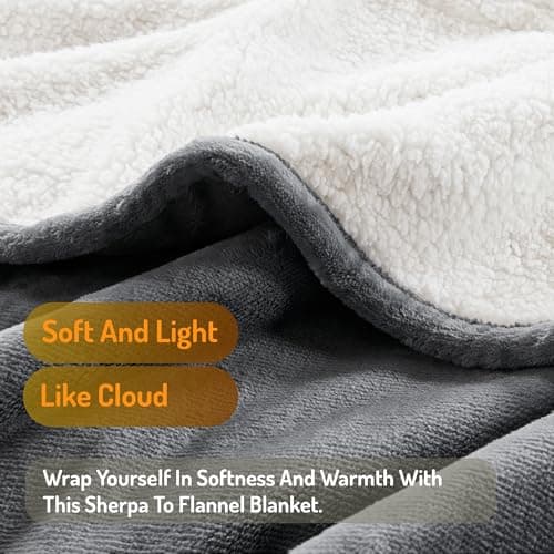 Degrees of Comfor Heated Throw Blanket - Soft Flannel Electric Throws with 6 Heat Settings and 4-Hour Auto Shut-Off - Warm Gifts for Grandma - Grey, 50x60'' - ETL Certified 6