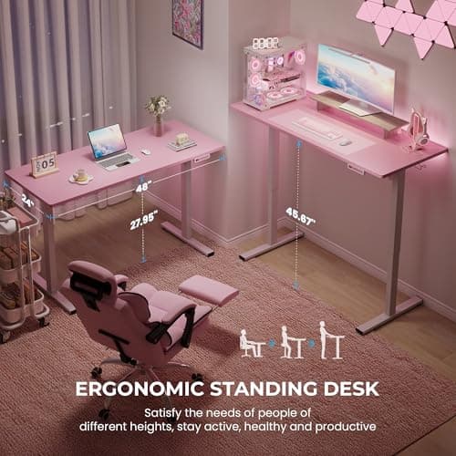 SIAGO Electric Standing Desk Adjustable - 48 x 24 Inch Sit Stand up Desk with Cable Management - 3 Memory Preset Adjustable Height Table 9