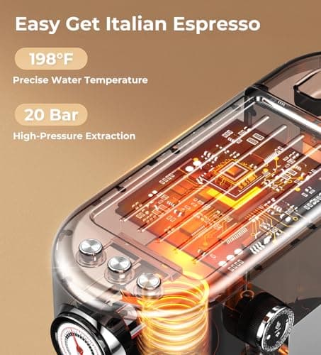 atatix Espresso Machine with Milk Frother, 20 Bar Pressure Espresso Maker, with 44OZ Removable Tank, Compact Stainless Steel Coffee Machine for Home, Office, Latte, Cappuccino, Gift for Women or Men 5