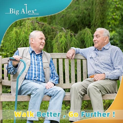 BigAlex Quad Cane Adjustable Walking Cane Flexible Lightweight Comfortable Foam Padding Handle with 4-Pronged feet for Extra Stability Small Quad Base for Men Women and Seniors 7