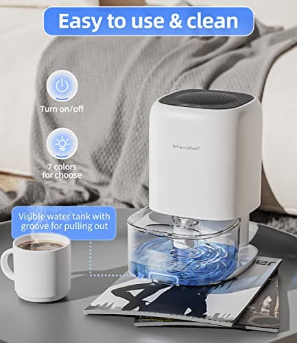 Dehumidifier, 35 OZ Small Dehumidifiers for Bedroom for Home, Quiet with Auto Shut Off, Dehumidifiers for Bedroom (280 sq. ft), Bathroom, RV, Closet, White 6