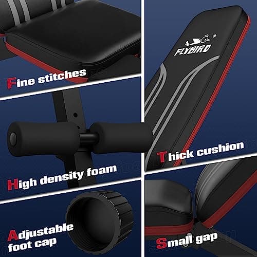 FLYBIRD Foldable Weight Bench with Resistance Bands, 8 Backrests Fast Adjustable FID for Home Gym Full Body Workout, Easy to Storage for Small Apartment 5