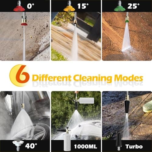 DECOKTOOL Wall Mounted Pressure Washer - 5000 PSI, 3.6 GPM Electric Power Washer with 100FT Retractable Hose, 5-Stage Adjustable Pressure, Foam Cannon & 5 Nozzles for Car, Lane, Patio Cleaning, Dark 3