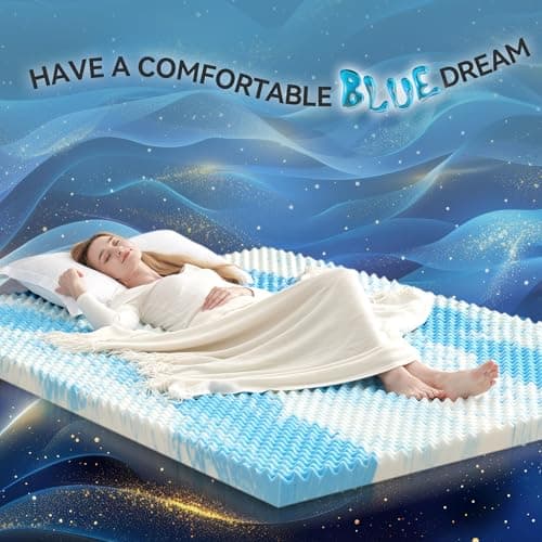 SINWEEK 2 Inch Egg Crate Memory Foam Mattress Topper Twin Size, Soft Mattress Pad for Back Pain Relief, Bed Topper, CertiPUR-US Certified, Blue 8