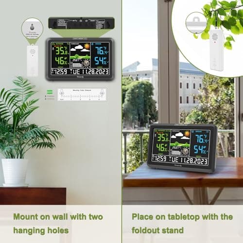 DreamSky Weather Station Indoor Outdoor Thermometer Wireless with Digital Atomic Clock for Home, Large Display with Dimmer, USB Port, Inside Outside Temperature Humidity Monitor (Plug-in) 6