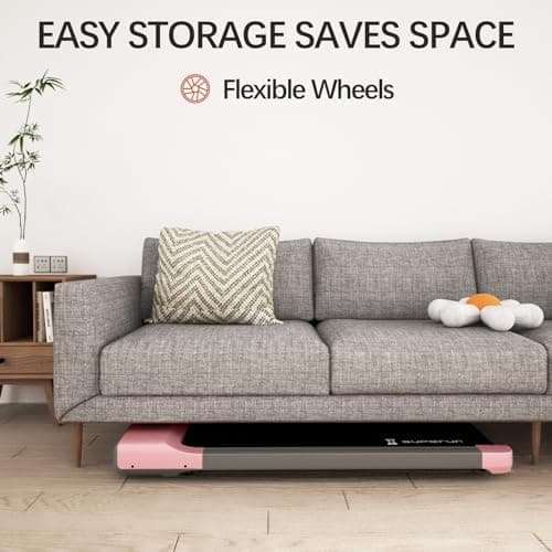 MJWW Walking Pad,Smart Under Desk Treadmill, Portable Treadmills for Home/Office,Walking Pad Treadmill with Remote Control, LED Display,300 lbs Capacity (Pink) 5