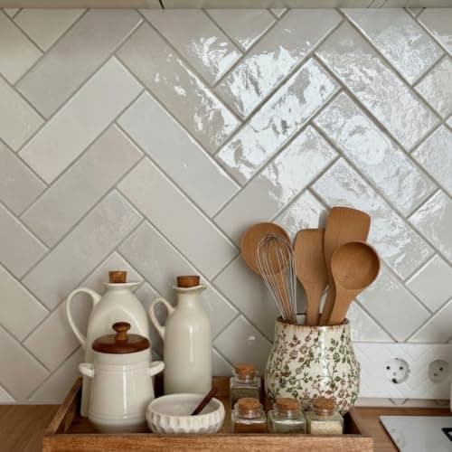 JIEMEI HOME Kitchen Utensil Holder, 6.3" Ceramic Rustic Utensil Crock for Countertop, Farmhouse Cooking Tool Organizer, Spatula Holder For Kitchen Decor, Green and Brown Floral 8