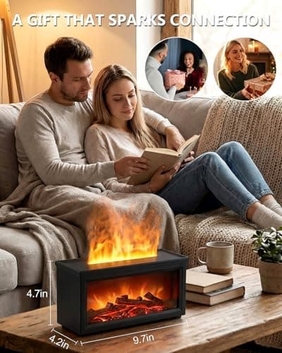 Essential Oil Diffuser, 7-Color Fireplace Fire Flame Aromatherapy Humidifier, 280ml Ultrasonic Aroma Diffuser Valentine's Day Gift with Time Sets and Remote Control for Bedroom Home Yoga Office 7