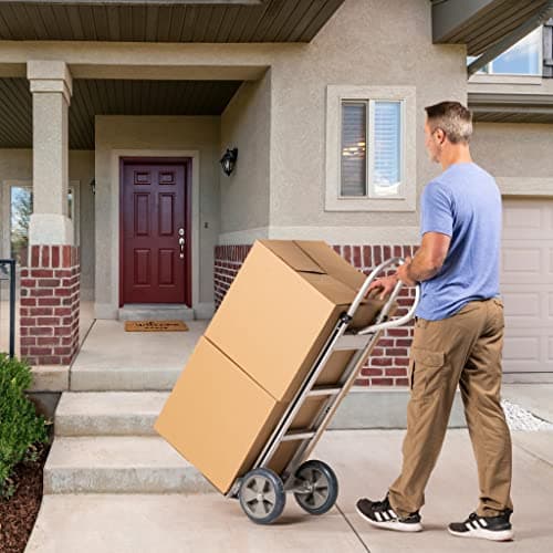 HaulPro Heavy Duty Hand Truck with Vertical Loop Handle - Aluminum Dolly Cart for Moving - 500 Pound Capacity - 10" Rubber Wheels - 52.25" H x 17.5" W with 17.75" x 9.5" Diecast Nose Plate 6
