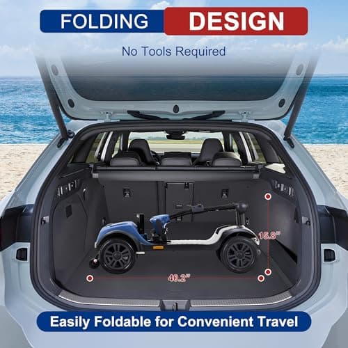 Metro Mobility Mobility Scooters for Adults, 4 Wheel Powered Mobility Scooters, Electric Scooter for Seniors Folding Mobility Scooter Lightweight 10 Miles Long Travel Range Blue 7