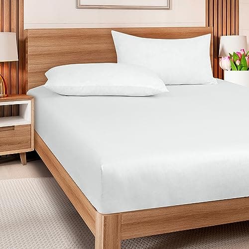 ROYALE LINENS 300 Thread Count 100% Long Staple Combed Cotton Fitted Sheet Twin - Super Soft Deep Pocket Bottom Sheet - Fitted Sheets Only - Elastic Sheets (Twin, White) 8