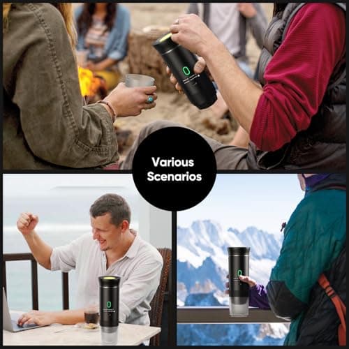 Portable Espresso Machine, Travel Coffee Machine for Camping, Car Self-Heating Coffee Maker with USB-C,Compatible With Ground Coffee & NS Capsules, Portable Espresso Maker for RV, Home, Hiking 9