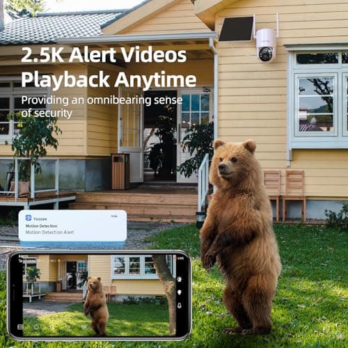 4G LTE Cellular Security Camera, No Wifi Security Camera, 2.5K Solar Camera Outdoor Wireless, 360° Live View, Spotlight Color Night Vision, Motion&Siren Alert, SD/Cloud Storage (SIM Card Included) 7