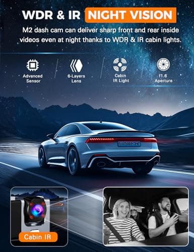 Galphi 3 Channel WiFi Dash Cam Front and Rear Inside with 64GB SD Card, 2.5K+1080P+1080P Car Dash Camera for Cars Front and Rear, Dashcam with G-Sensor, Loop Recording, 24H Parking Mode, Support 512GB 7