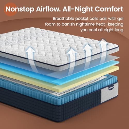 Extra Firm Queen Mattress 12 Inch, Deep Sleep Hybrid Mattress for Lumbar Support & Back Side Sleepers, Pain Relief Mattresses in a Box with Pocket Springs & Cooling Gel - 365-Night Trial, CertiPUR-US 6