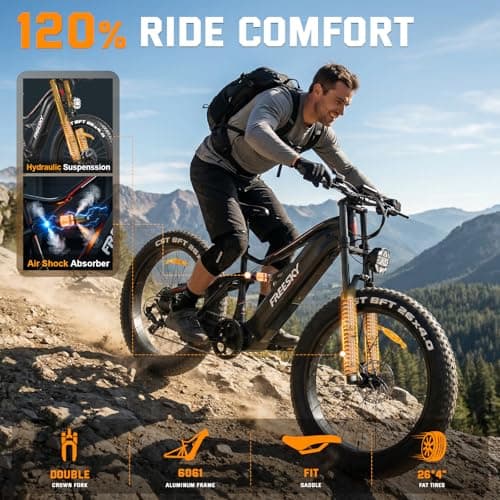 FREESKY 3500W BAFANG Motor Electric Bike for Adults, 48V 30Ah Removable Battery Ebike 120 Miles, 38+MPH, 26" Fat Tire Dirt Mountain E Bike, Full Suspension Bike, UL 2849 Certified by TÜV(Standards) 6