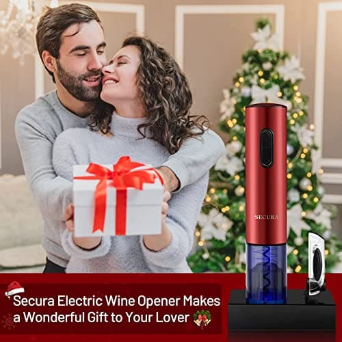 Secura Electric Wine Opener, Automatic Electric Wine Bottle Corkscrew Opener with Foil Cutter, Rechargeable (Red) 9