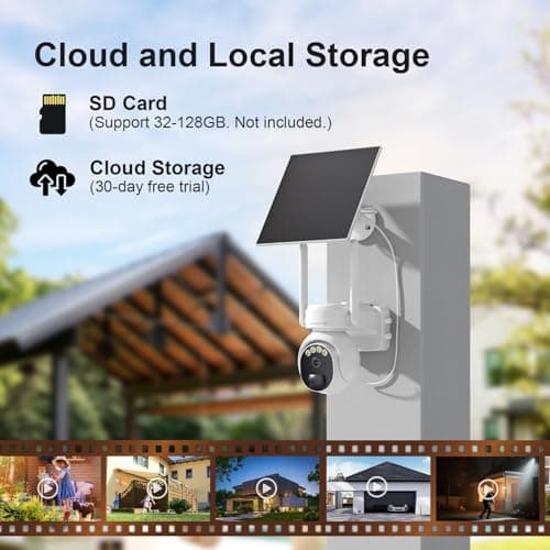 4G LTE Security Camera Outdoor, 360° PTZ Outdoor Camera for Remote Areas, Solar Camera Outdoor Wireless, PIR Motion Detection, 2K Color Night Vision, 2-Way Talk, IP66 Waterproof, Wall/Ceiling Mount 8