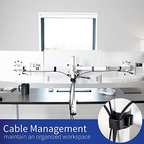 VIVO Triple Monitor Adjustable Desk Mount, Articulating Tri Stand, Holds 3 Screens up to 24 inches, White, STAND-V003YW 6