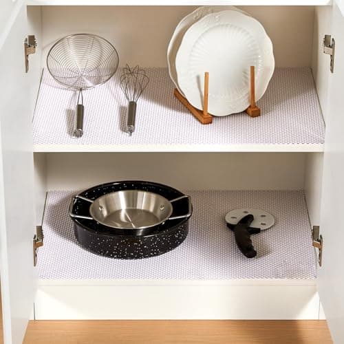 ALIUNI Shelf Liner for Kitchen Cabinet, Drawer Liners Non Slip Non Adhesive Thick Mat, Breathable Dresser Pantry Bathroom Protector, White, 12" x 120" 8